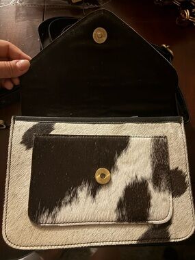 Cowhide leather crossbody - Black and White